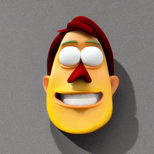 Image similar to [ a french fry chip ] shaped like stephen fry as a pixar character hybrid intercross mix