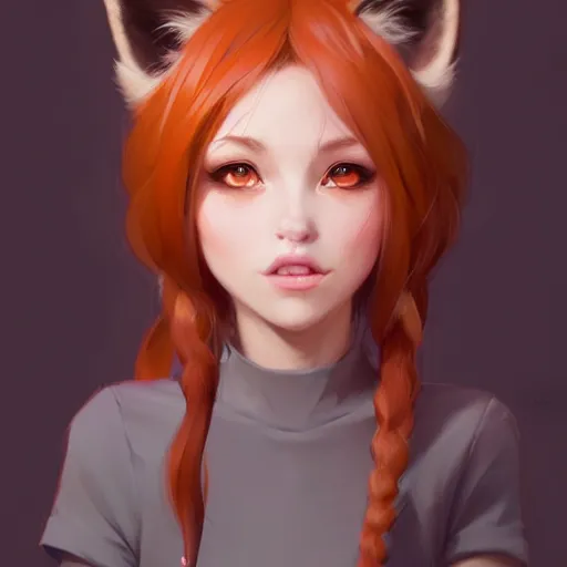Prompt: character design portrait of an anthropomorphic furry fox girl with ears and a tail, 4 k, concept art, by wlop, ilya kuvshinov, artgerm, krenz cushart, pixiv.