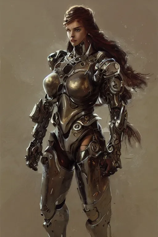 Image similar to portrait girl metal cyborg armor and metal horse by gaston bussiere, anna nikonova aka newmilky, greg rutkowski, yoji shinkawa, yoshitaka amano, tsutomu nihei, donato giancola, geoffroy thoorens, concept art, trending on artstation, featured on pixiv