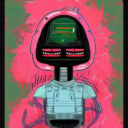 Prompt: Paranoid Android, Digital Art, Trending on Artstation