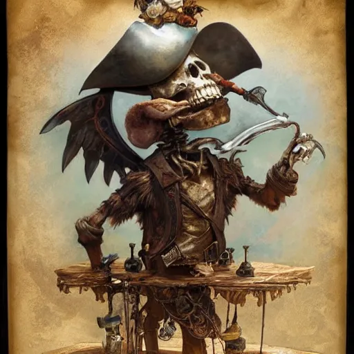 Prompt: pirate skeleton drinking beer by ellen jewett, tomasz alen kopera and Justin Gerard