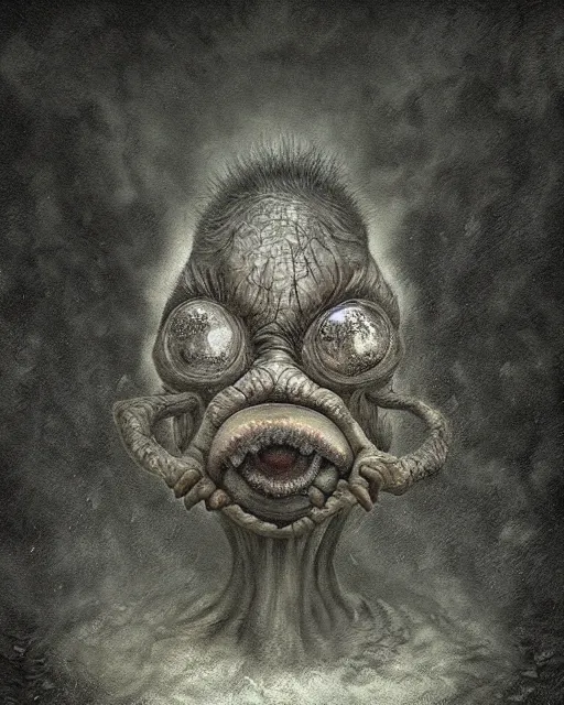 Image similar to a surreal painting of a strange creature by anton semenov