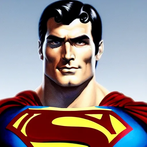 Prompt: an ultra - realistic portrait painting of superman in the style of frank frazetta. 4 k. ultra - realistic. highly detailed. dark fantasy. epic lighting.