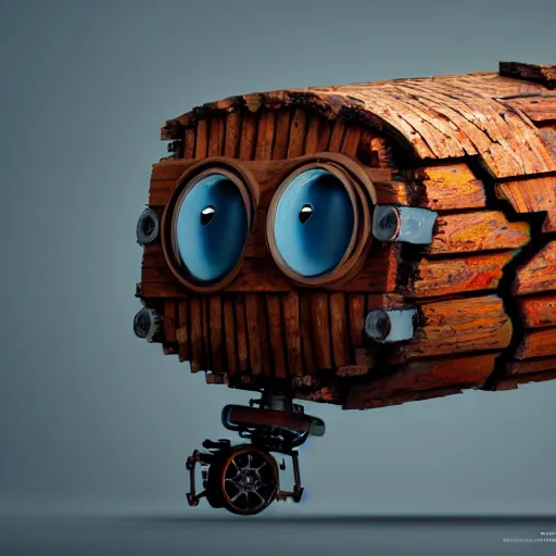 Image similar to a walking wood and metal house with two mechanical legs and two eyes, rust, hyperrealistic, highly detailed, cinematic, single ray of sun, morning, pareidolia, gravity falls style, beautiful, cgssociety, artstation, 8 k, oil painting, digital art