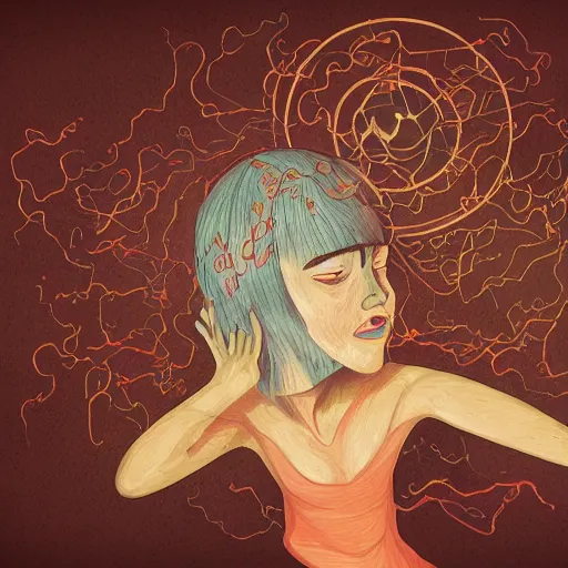 Image similar to a portrait of dissociation, dissociative symptoms, chaos and simplicity, detailed fantasy illustration