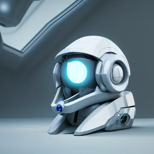 Image similar to sci-fi, helmet design, halo, duke-nuken, science-fiction, robot head, octane-render, cgi, blender, cinema-4d, maya, cgi, redshift