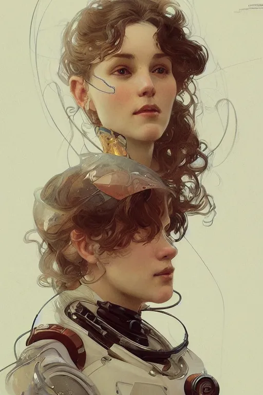 Prompt: A full portrait of a cosmonaut, intricate, elegant, highly detailed, digital painting, artstation, concept art, smooth, sharp focus, illustration, art by Krenz Cushart and Artem Demura and alphonse mucha