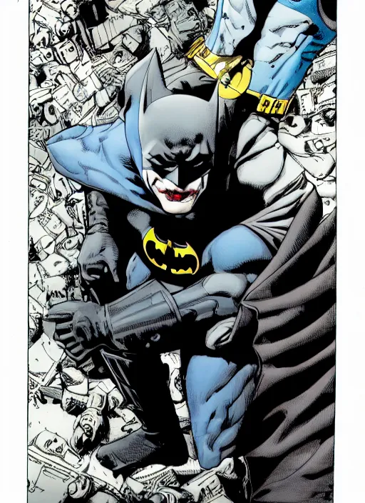 Prompt: Batman holding the Joker's head in his hand