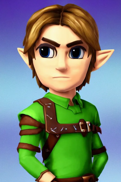 Prompt: an in game portrait of link, mii art style.