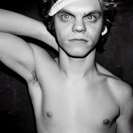 Image similar to evan peters showing his arm pits, by nan goldin, by larry clark, by terry richardson, fashion, vman magazine