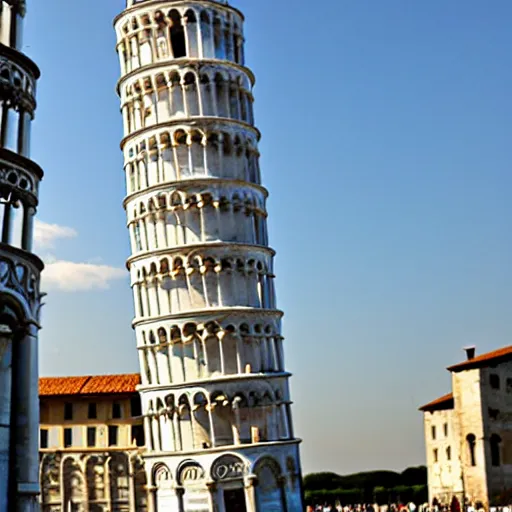 Prompt: Leaning tower of pisa split in half