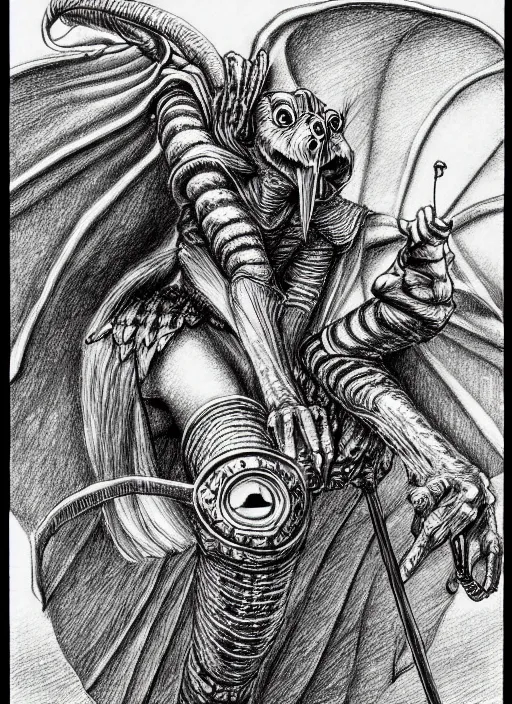 Prompt: line art pencil drawing of medieval half insect half woman chimera, very exaggerated fisheye perspective, art by shinichi sakamoto and kentaro miura