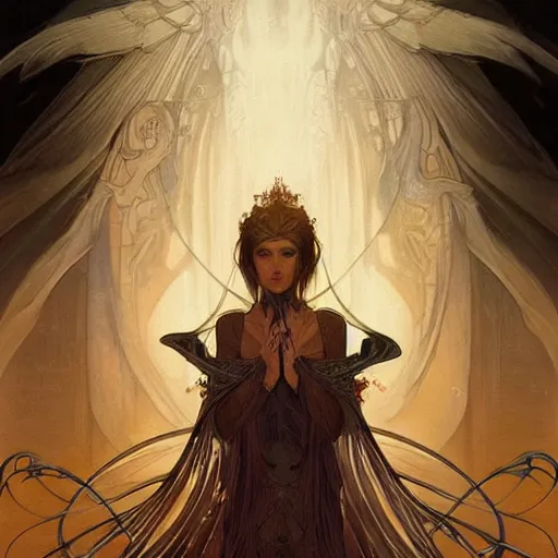 Prompt: A portrait of A beautiful!!!! angel in black flames by Ross Tran!! and alphonse mucha and greg rutkowski and Zdzisław Beksiński!!,In style of digital art illustration.Symmetry.Beautiful features.Fantasy,darksouls,elden ring,smooth,hyper detailed,sharp focus,Soft light.trending on artstation.4k