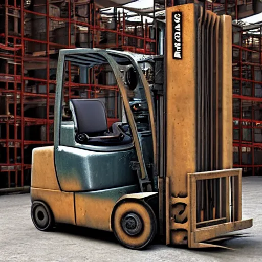 Image similar to Forklift in a steampunk setting