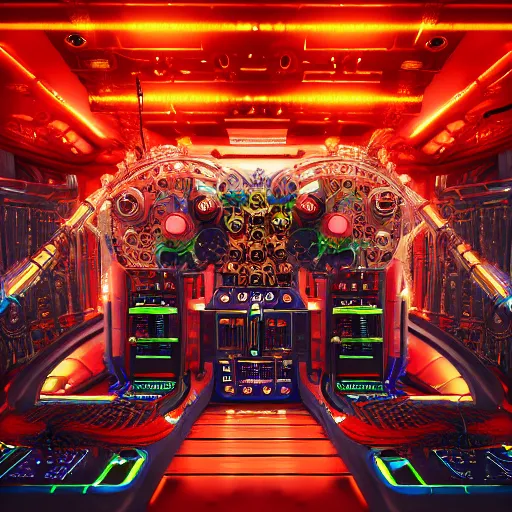 Image similar to album art for a trance dj, the album is called tripmachine, a huge steampunk mechanic machine with many gears and tubes and wires,, 8 k, fluorescent colors, halluzinogenic, multicolored, exaggerated detailed, front shot, 3 d render, octane