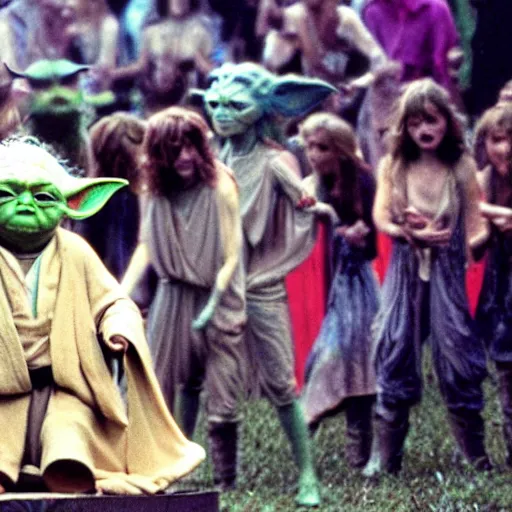 Image similar to yoda performing at woodstock