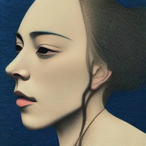 Image similar to “ rachel mcadams portrait by ikenaga yasunari, drawing, realistic, sharp focus, contemporary, japanese ”