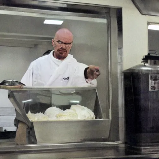 Prompt: Walter white as ice cream maker