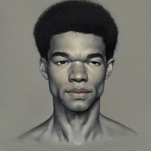 Image similar to ultra realistic portrait painting of justice smith, art by frank frazetta, 4 k, ultra realistic, highly detailed, epic lighting