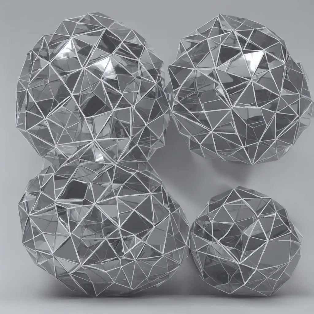 Prompt: product photo of a dodecahedron made of one way mirrors