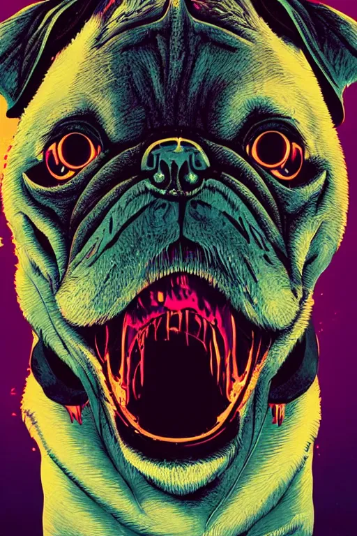 demon pug eating flesh. art by mike winkelmann, | Stable Diffusion ...