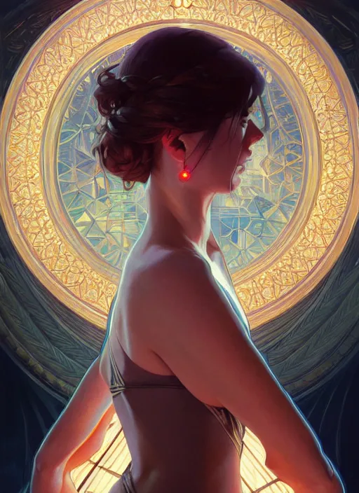 Image similar to symmetry!! water, glowing lights!! intricate elegant, highly detailed, digital painting, artstation, concept art, smooth, sharp focus, illustration, art by artgerm and greg rutkowski and alphonse mucha