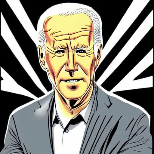 Image similar to juni ito comic book panel of joe biden