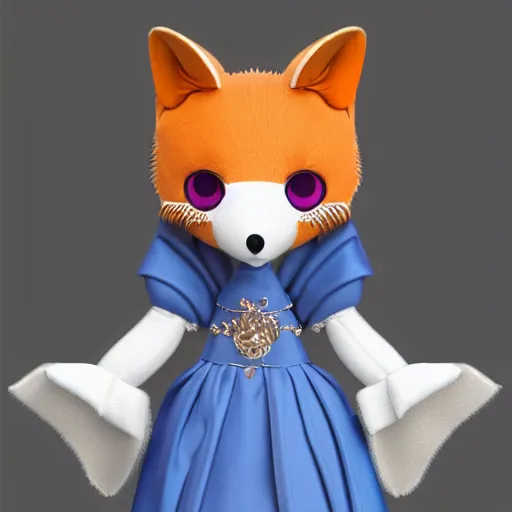 Prompt: cute fumo plush of a fox - masked courtesan girl from the court of her high imperial majesty of the heavens, stylized brdf, vray