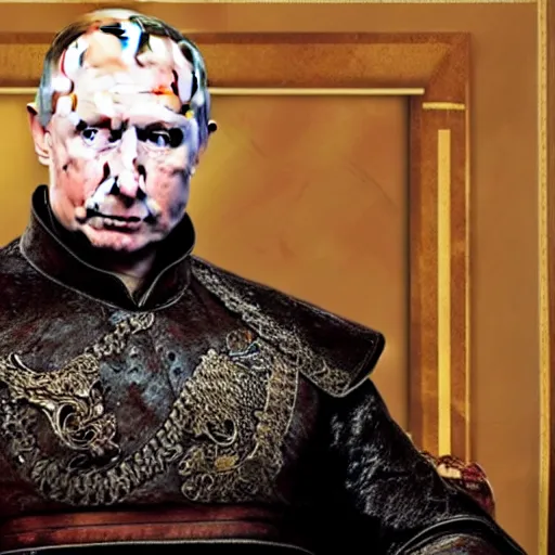 Image similar to Vladimir Putin in the style of a king in Game of Thrones