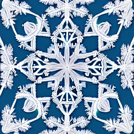 Image similar to ethereal snowflake faces, embroidered in silk. 3840 2160 art