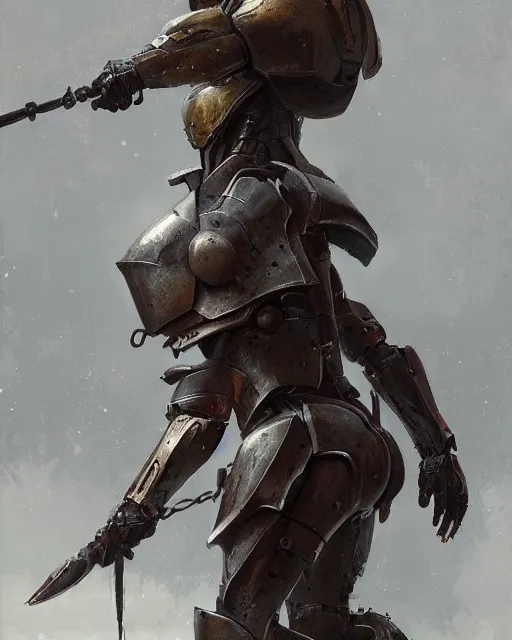 Image similar to Hyper realistic painting of an empty suit of rusty full plate armour animated by magic, dark fantasy, fantasy armor, hyper detailed, by greg rutkowski, trending on artstation