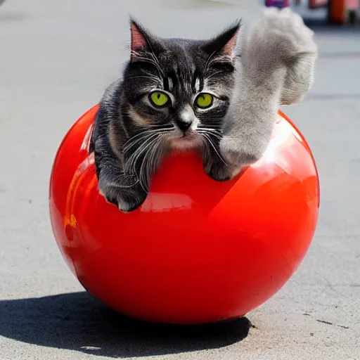 Prompt: cute cat fluffy, bowling ball