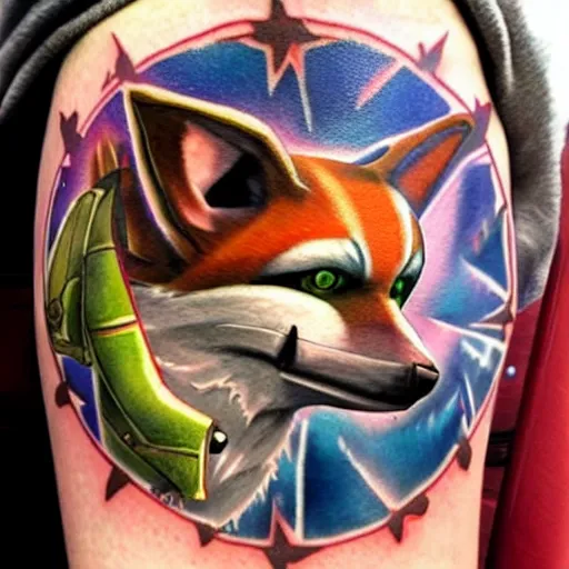 Image similar to an amazing tattoo of star fox