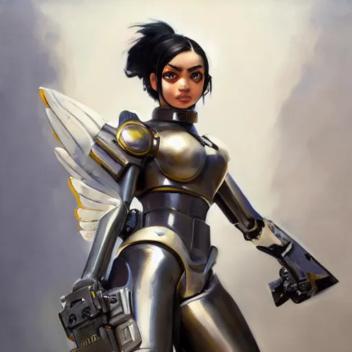 Image similar to greg manchess portrait painting of partially armored battle angel alita as overwatch character, medium shot, asymmetrical, profile picture, organic painting, sunny day, matte painting, bold shapes, hard edges, street art, trending on artstation, by huang guangjian, gil elvgren, ruan jia, greg rutkowski, gaston bussiere