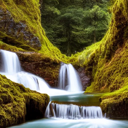 Prompt: a beautiful young woman, standing in a waterfall, hyper realistic, 8k, cinematic lighting, perfect symmetry, DSLR,