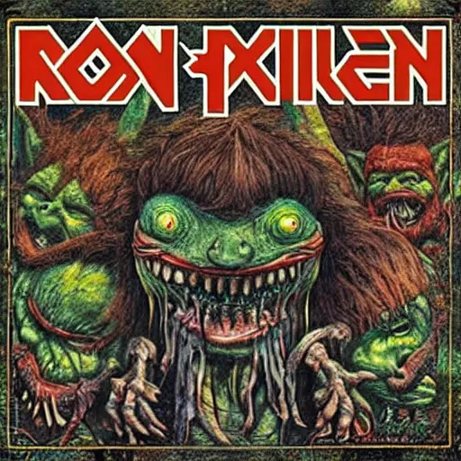 Image similar to boglins on iron maiden album cover, 8 k resolution hyperdetailed scary dystopian surrealism