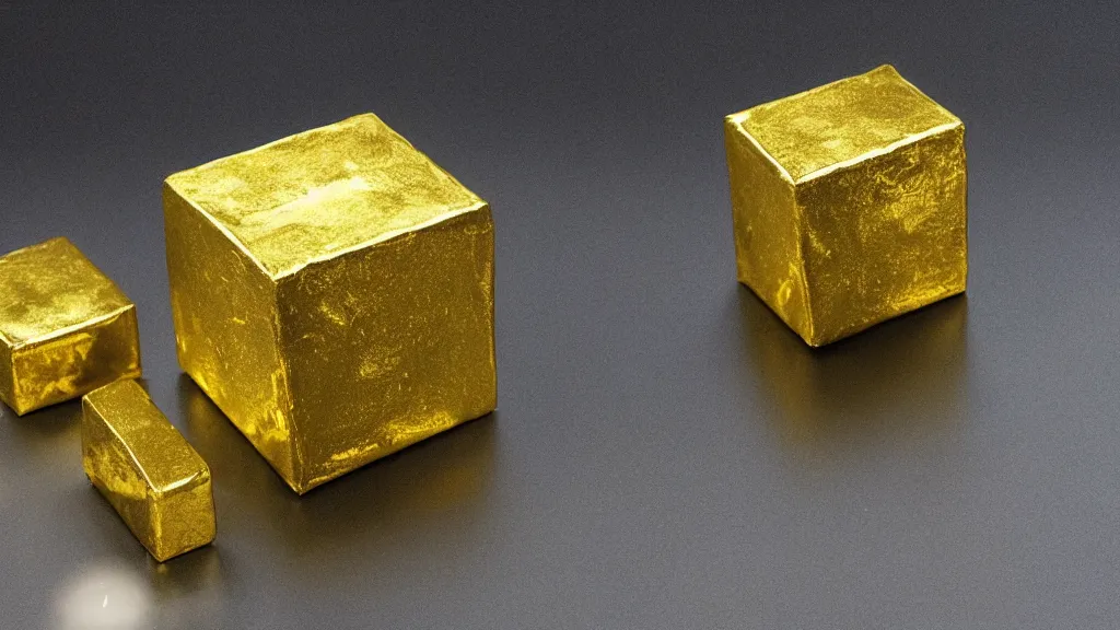 Prompt: a golden cube keum - boo gilding technique