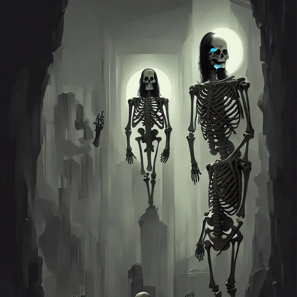 Image similar to skeleton jesus, noir, sharp focus, intricate, illustration, cell shaded, digital painting, highly detailed, matte, art by ilya kuvshinov, wlop, greg rutkowski, reflections, studio quality, james jean, artem demura