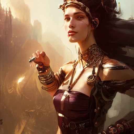 Image similar to a beautiful portrait of a steampunk goddess by greg rutkowski and raymond swanland, trending on artstation, ultra realistic digital art