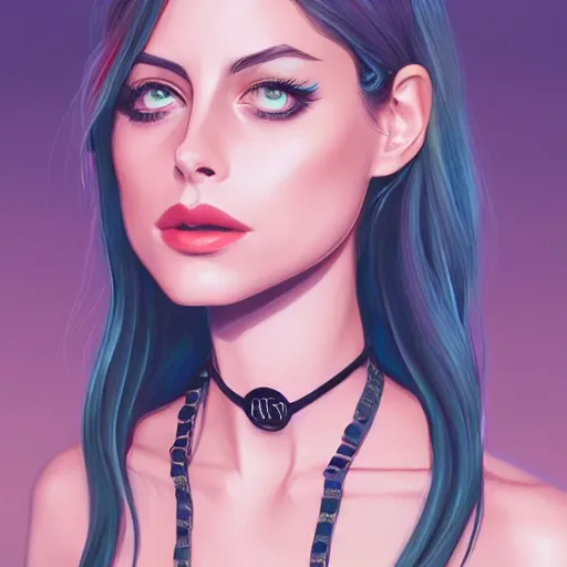 Prompt: a portrait of a beautiful willa holland 1 9 9 0 s style clothing and choker, art by lois van baarle and loish and ross tran and rossdraws and sam yang and samdoesarts and artgerm, digital art, highly detailed, intricate, sharp focus, trending on artstation hq, deviantart, unreal engine 5, 4 k uhd image