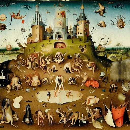 Prompt: florida man does it for the vine, an award winning detailed painting by hieronymus bosch