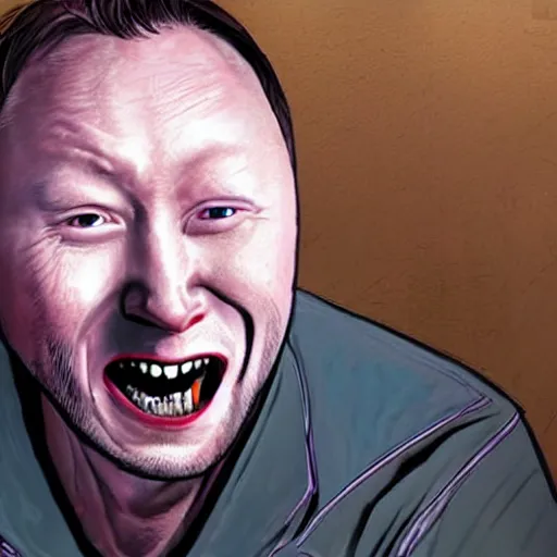 Image similar to photorealistic portrait of Limmy as a comic book villain,