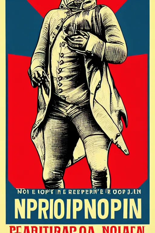 Image similar to Political poster representing a portrait en plein pied of Emperor Napoleon, by Shepard Fairey