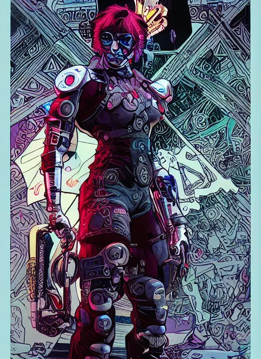 Image similar to cyberpunk circus wrestler. portrait by ashley wood and alphonse mucha and laurie greasley and josan gonzalez and james gurney. splinter cell, apex legends, rb 6 s, hl 2, d & d, cyberpunk 2 0 7 7. realistic face. character clothing. vivid color. dystopian setting.