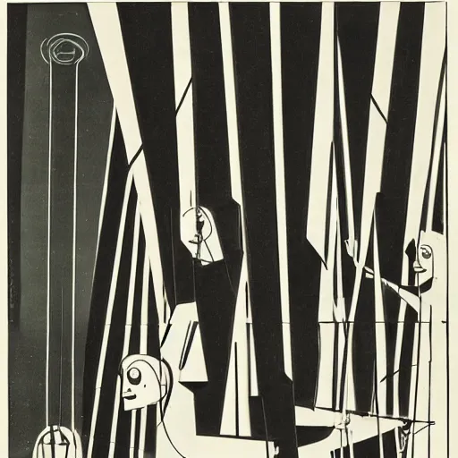 Image similar to the new gods gathered in the temple, Oskar Schlemmer