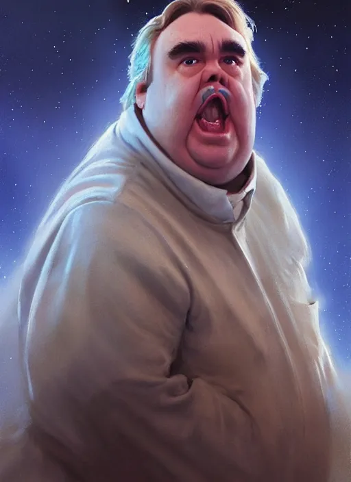 Prompt: hyper realistic, zoomed out portrait of a mega derpy john candy in star wars, stoned, by greg rutkowski, scott m fischer, artgerm, loish, slight glow, atmospheric, anne stokes, alexandros pyromallis