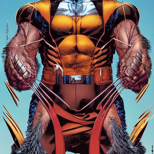 Image similar to portrait of wolverine from xmen, symmetrical, by yoichi hatakenaka, masamune shirow, josan gonzales and dan mumford, deayami kojima, takato yamamoto, barclay shaw, karol bak, yukito kishiro