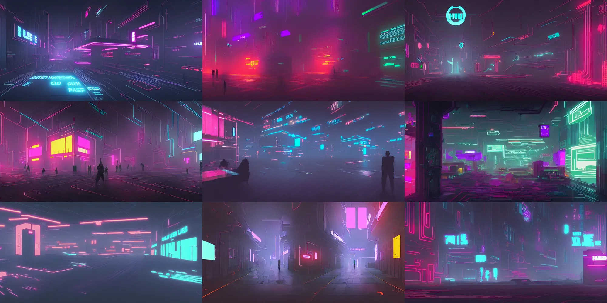 Prompt: Hue Master's Pass, reimagined as a cyberpunk dystopia,