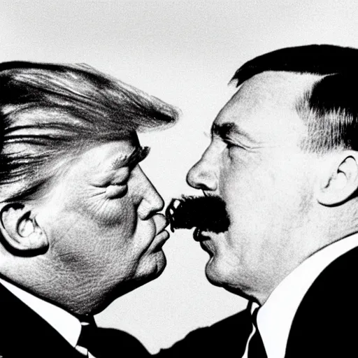 Image similar to still of donald trump kissing adolf hitler