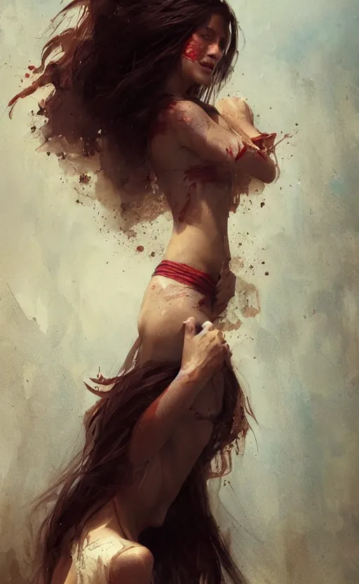 Image similar to The most beautiful arabian girl in the world crying blood ,digital art,ultra realistic,ultra detailed, ultra wide Lens, art by greg rutkowski